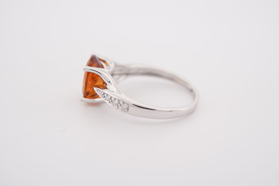 Thumbnail: 14k Oval Citrine & Diamond Accented Ring