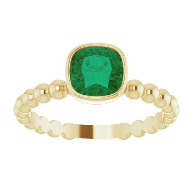 Thumbnail: 14k Emerald Bezel Beaded Ring