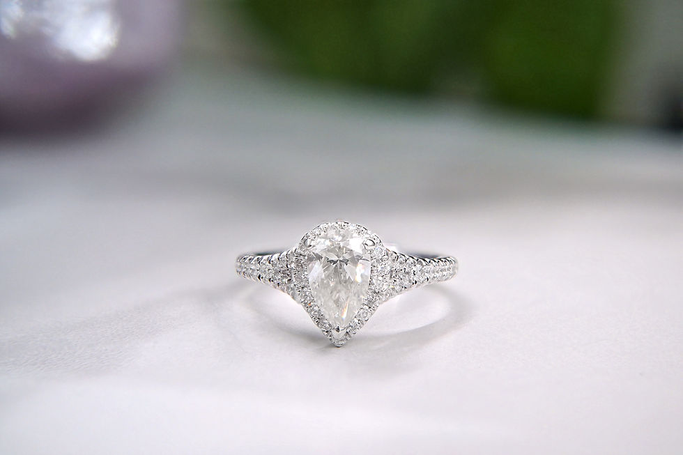 Thumbnail: 14k 1.47ctw Diamond Pear Halo Ring