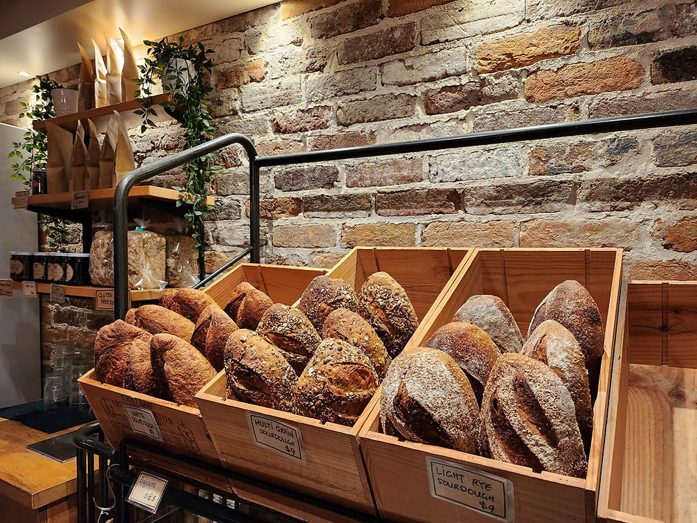Fresh organic bread loaves at a Darlinghurst bread bar