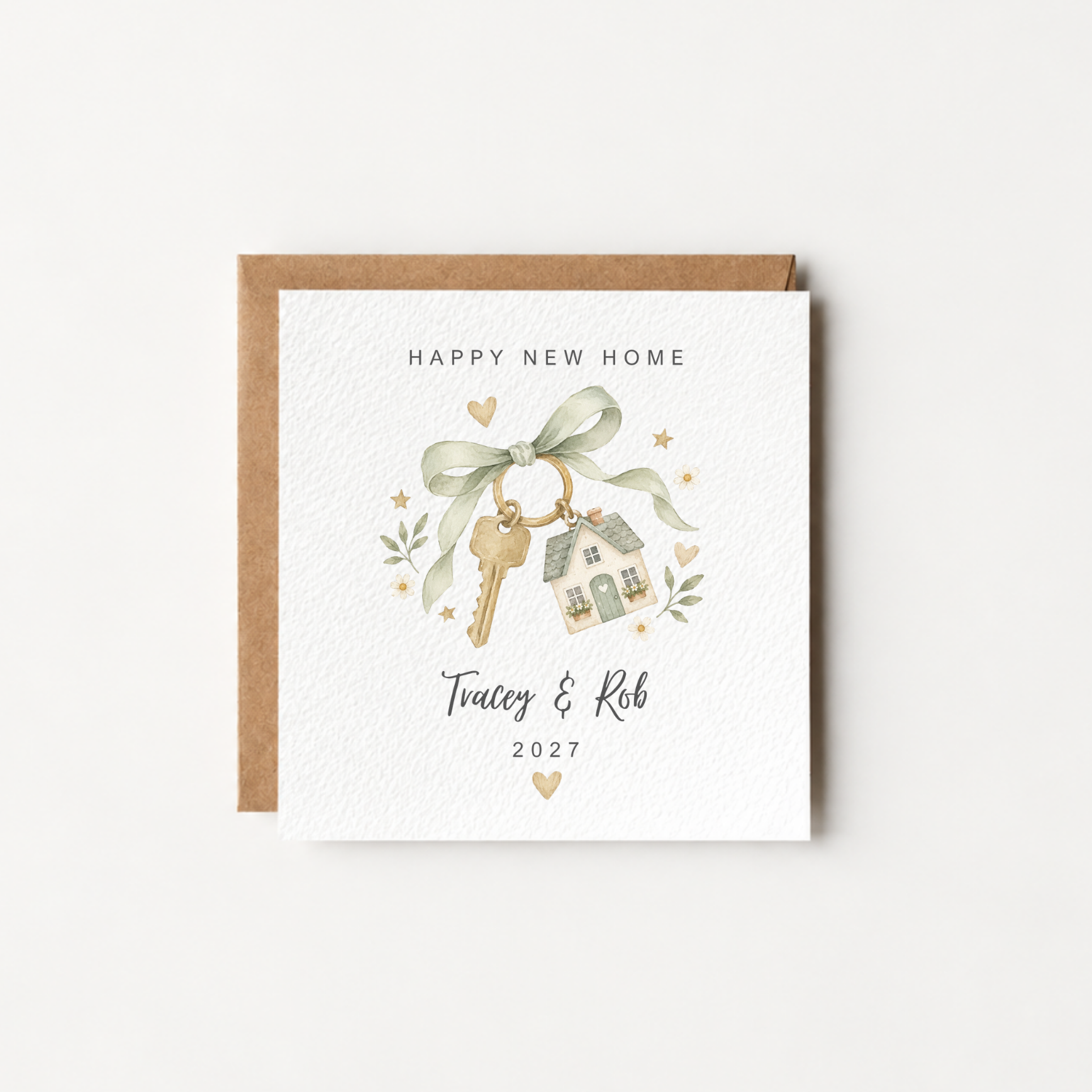 Happy new home keys card (sage)