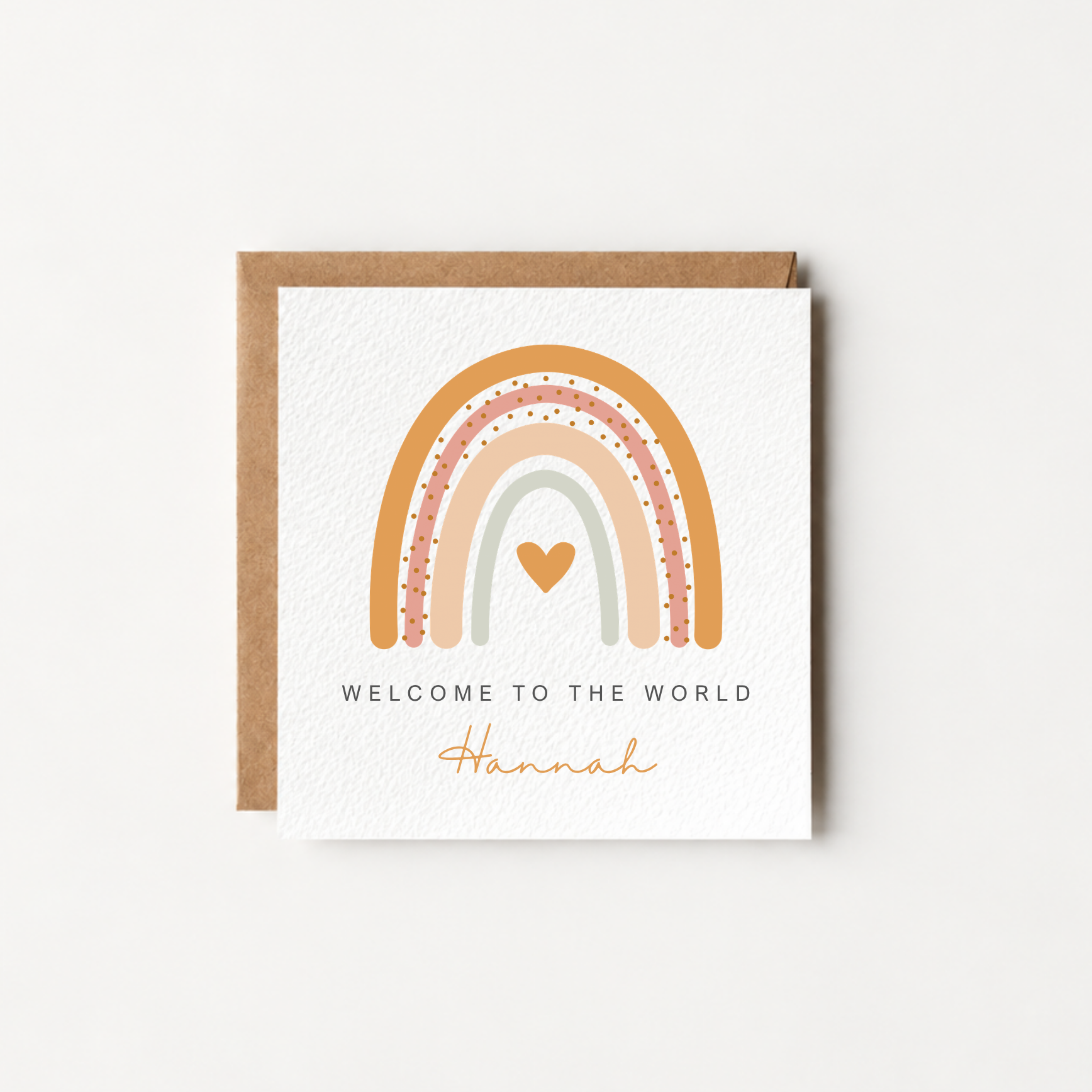 Welcome to the world boho rainbow card (yellow)