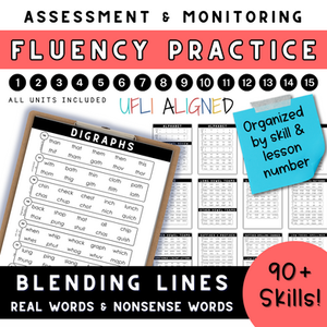 Fluency Lines: Blending Practice for Phonics *UFLI Aligned* Nonsense words