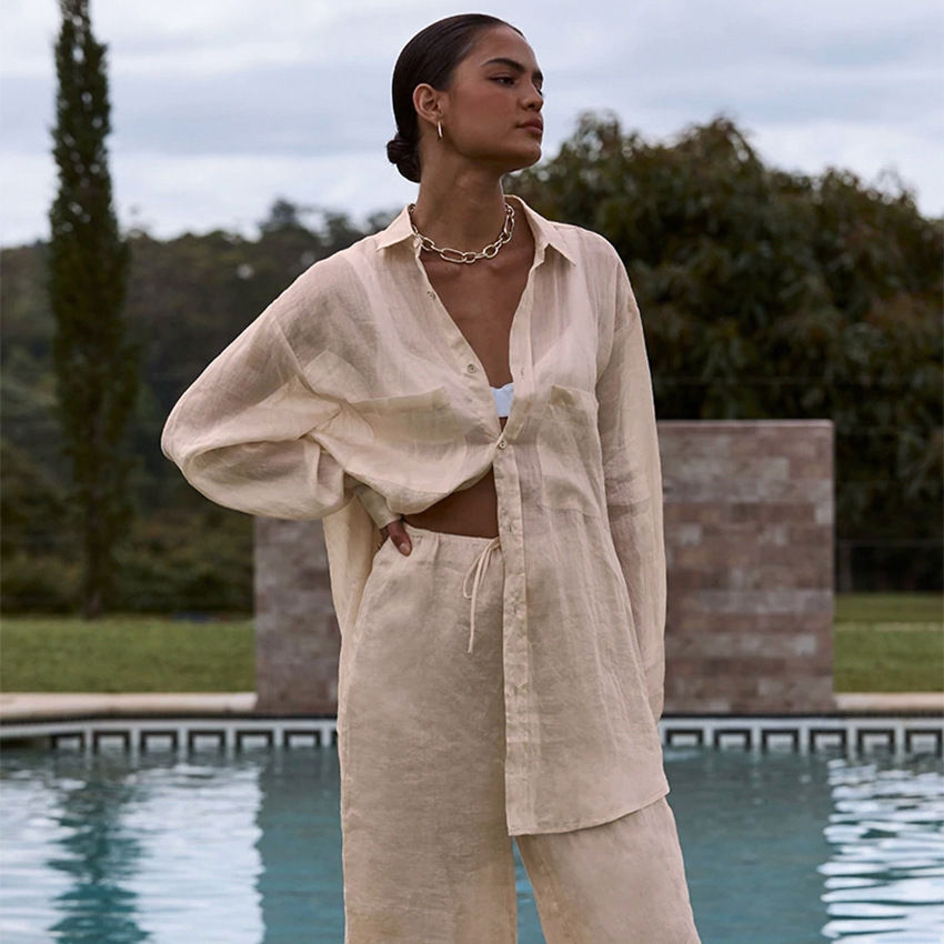 Conjunto de Dos Piezas de Algodón-Lino para Mujer de Verano