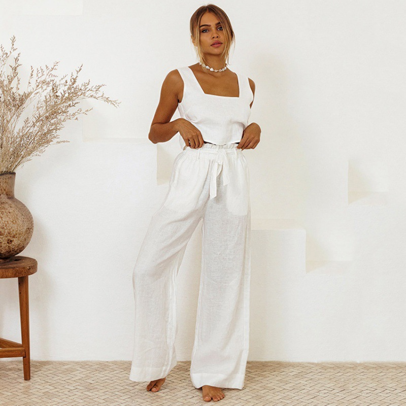 Conjunto de Chaleco y Pantalones de Lino Algodón
