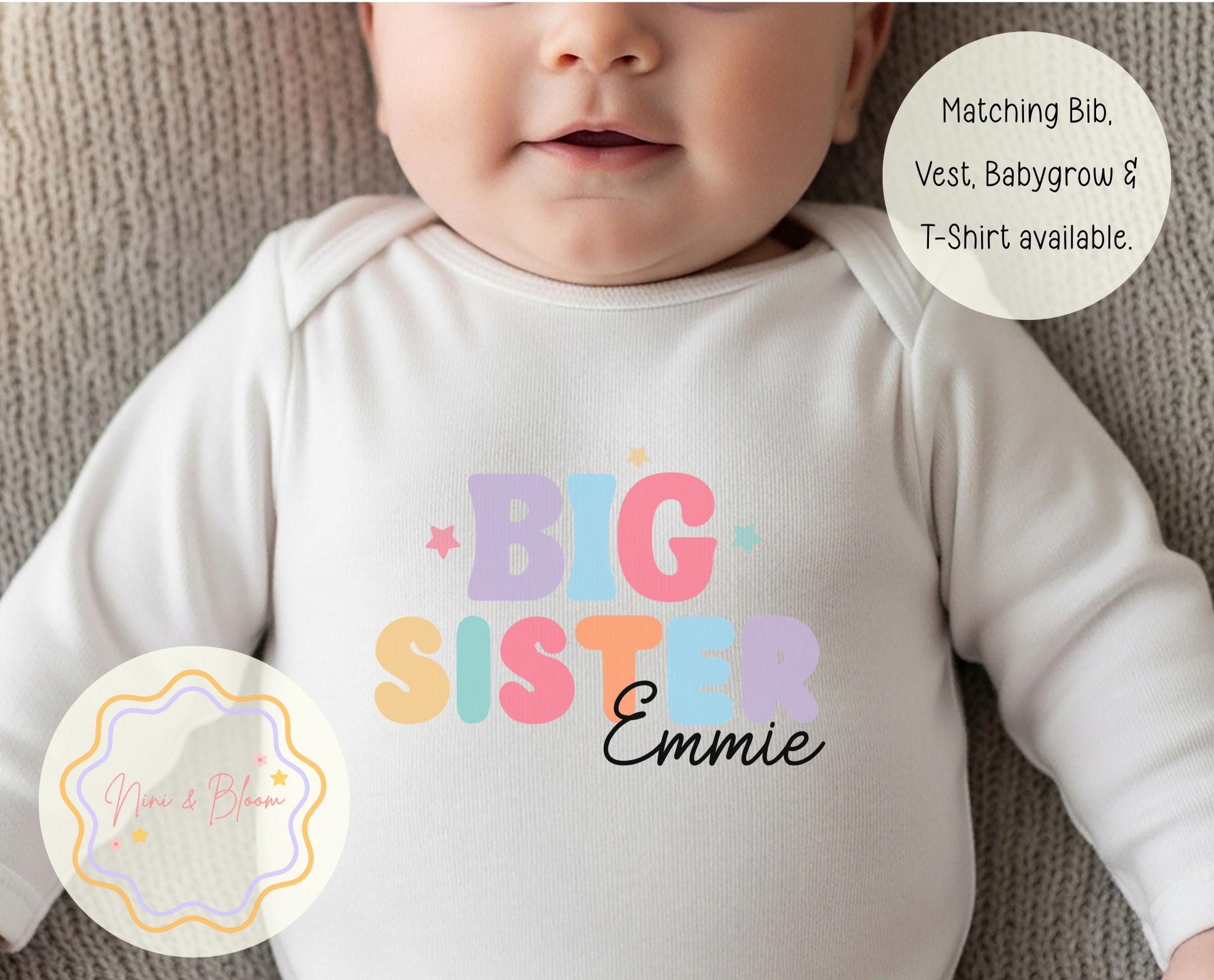 Personalised Big Sister Sleepsuit
