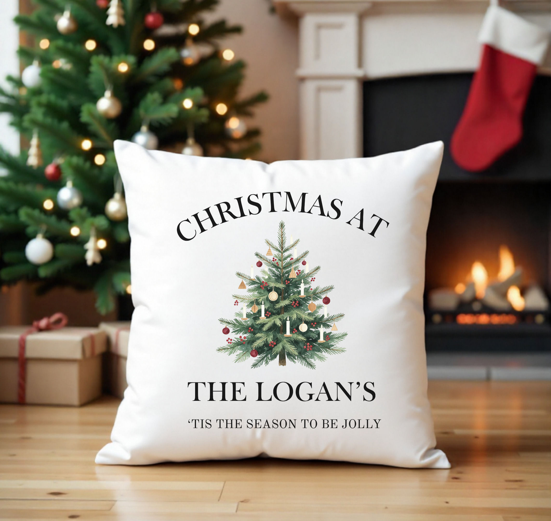 Personalised Christmas Family Cushion Pillow Decor Gift