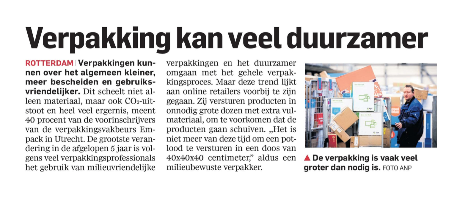 Empack article in Algemeen Dagblad