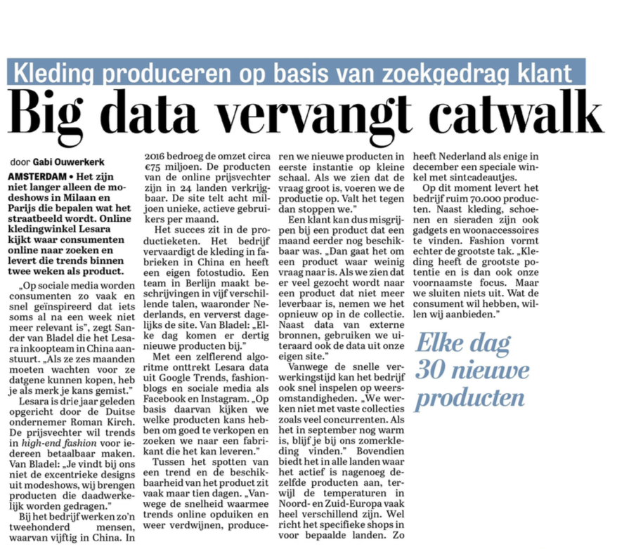 Big data artikel Telegraaf