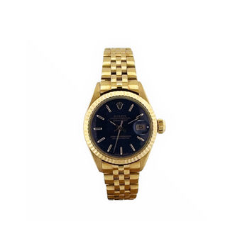 ROLEX Oyster Date mit blauem Zifferblatt Automatik Ref. 6905 Ø 25mm Gold