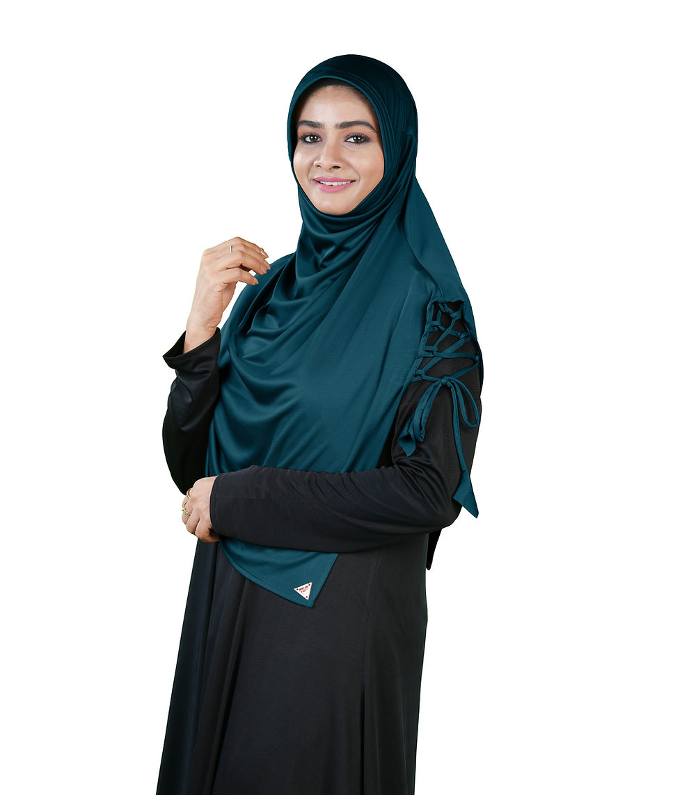 Thumbnail: Famya Hijab Elegant Modest Hijab with Lace-Up Shoulder & Stone Embellishment