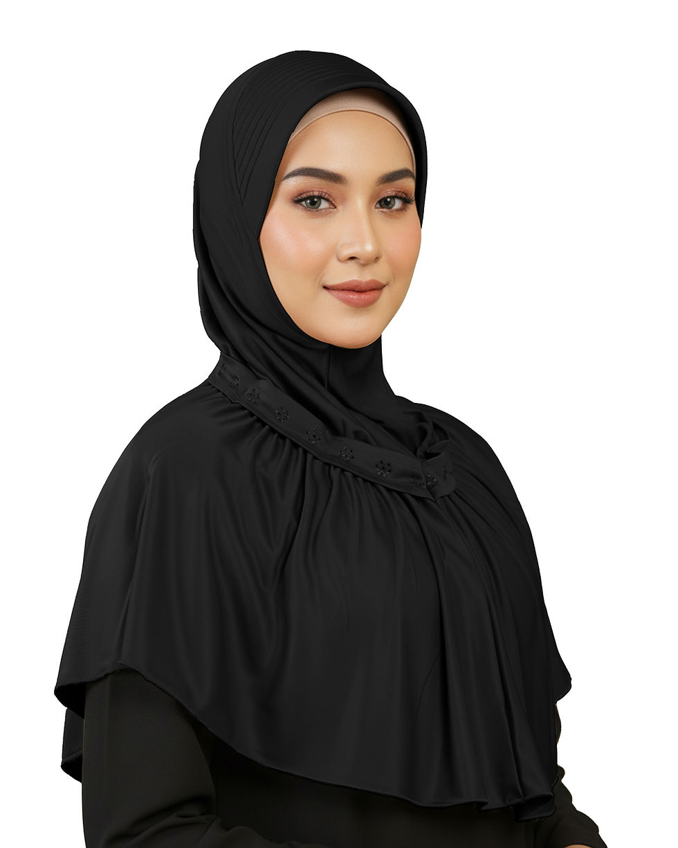Thumbnail: Fadya Hijab Modest Hijab With Neck Stone Embellishment & Elegant Frill Design