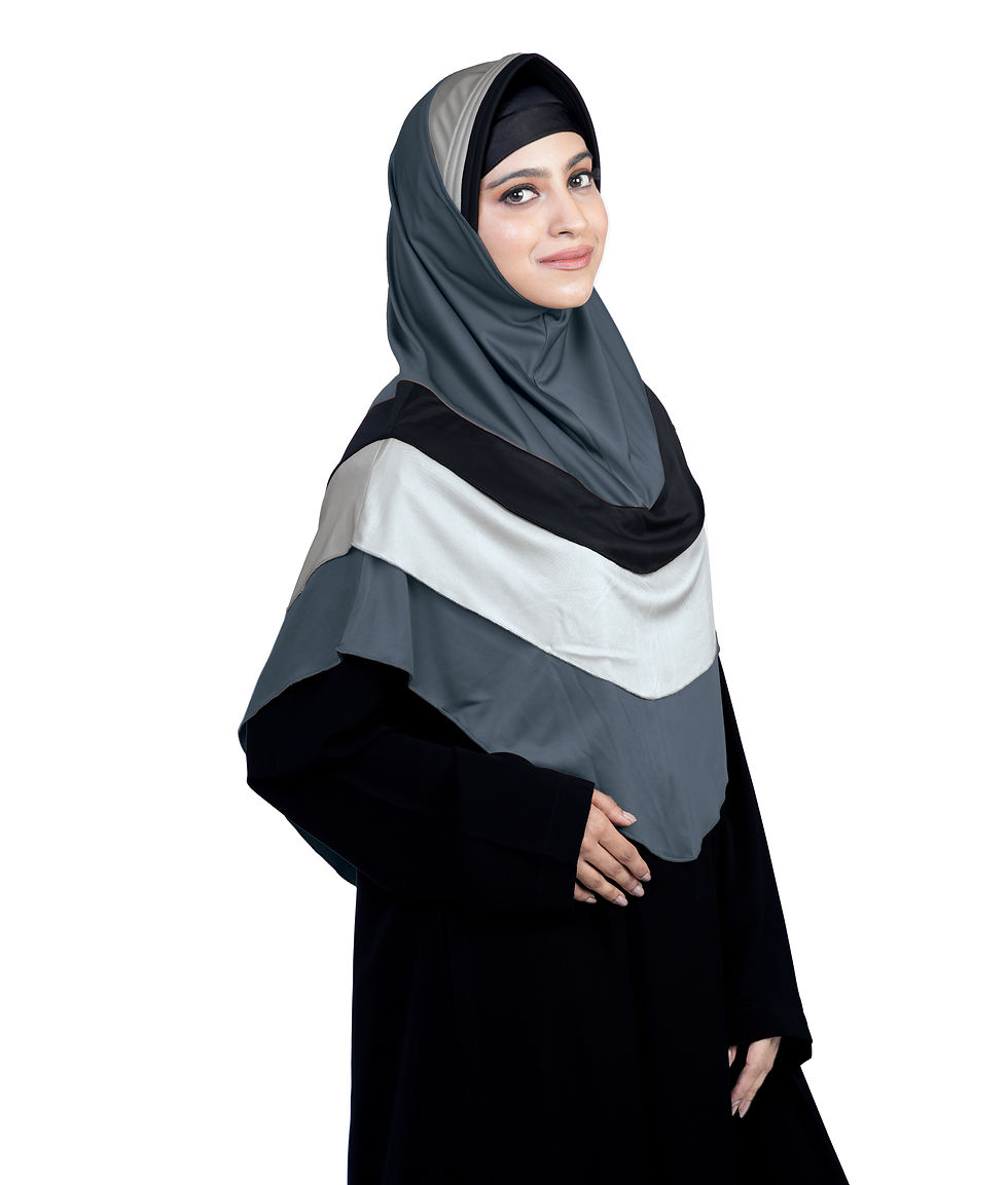 Thumbnail: Dilsha Tri-Color Layered Hijab Elegant Modest Wear Soft Fabric Hijab