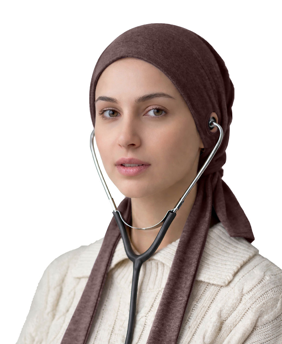 Thumbnail: Dr. Ayesha Volume Tail Cap,Stretch Hijab with Stethoscope Ear Hole.Breathable