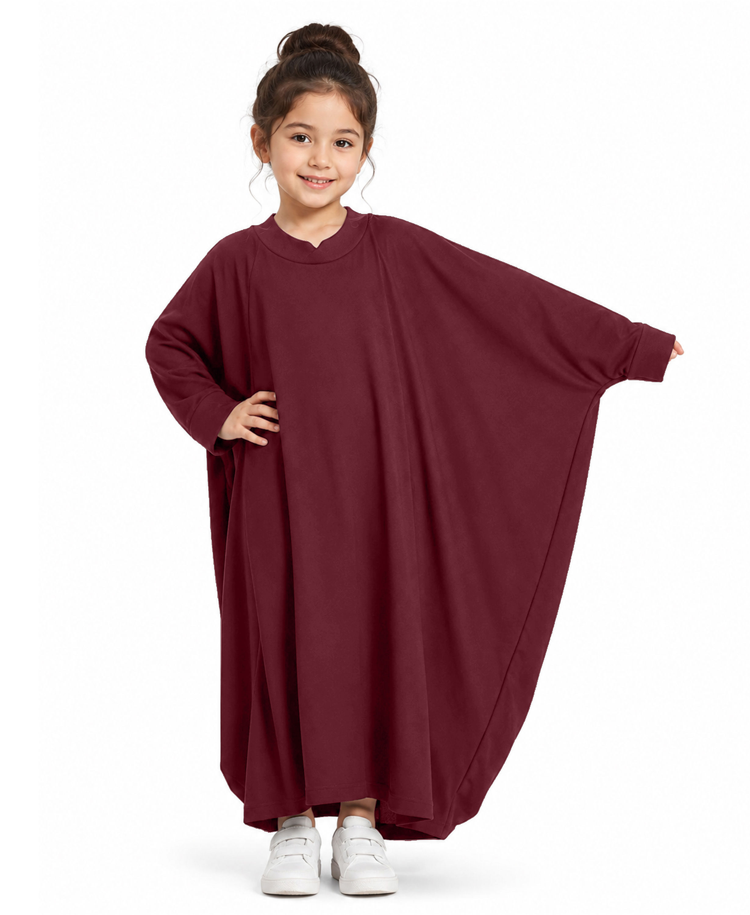 Little Mehariya Kids Lycra Abaya for Girls – Modest Batwing Sleeve Dress