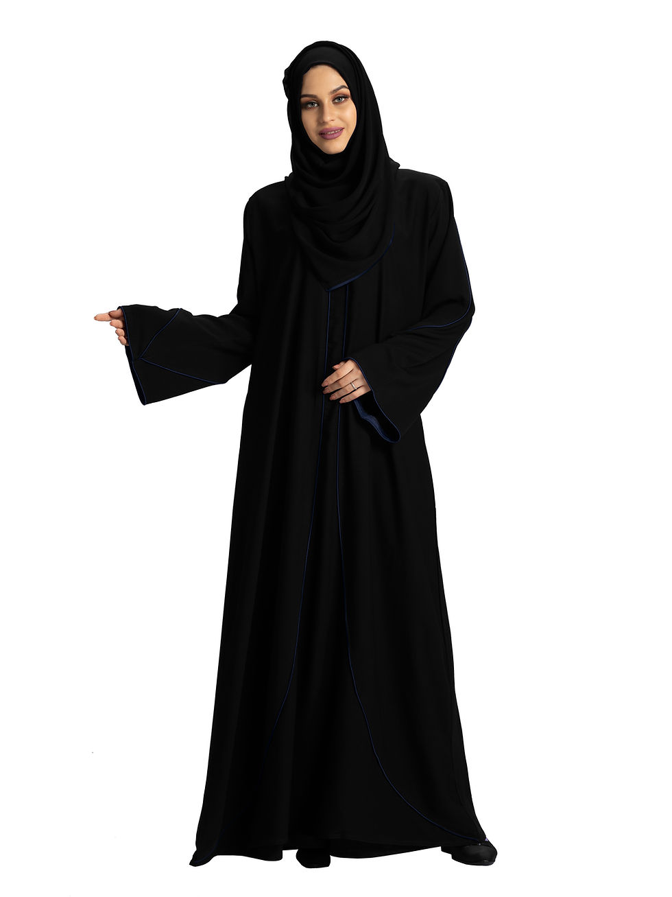 Thumbnail: Women's Stylish Designer Aain Abaya Black - Red
