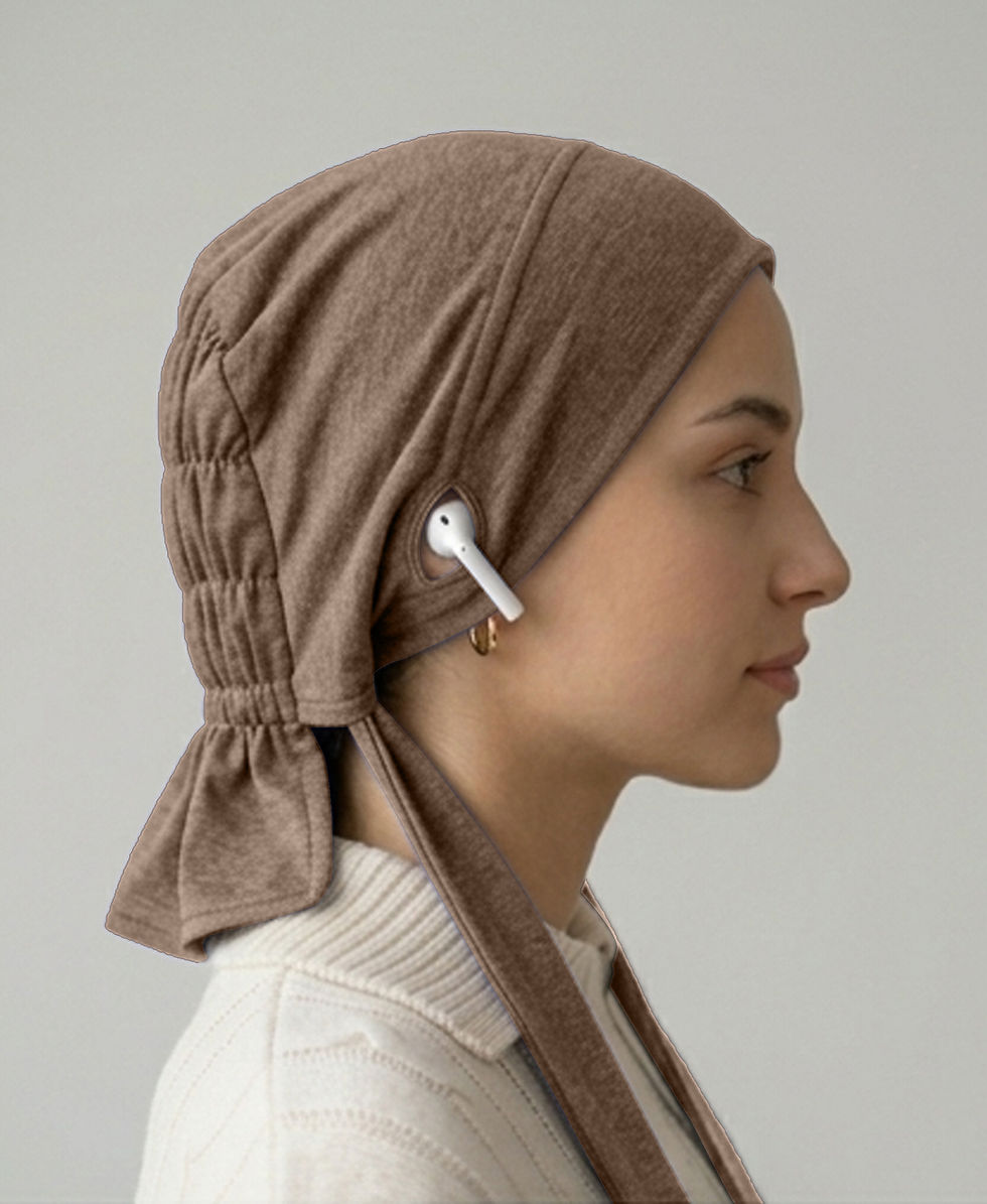 Thumbnail: Dr. Ayesha Volume Tail Cap,Stretch Hijab with Stethoscope Ear Hole.Breathable