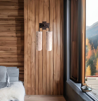 Appliques murales acier et abat-jour en fourrure dessinée par Caroline de Fraville pour Icône luminaires