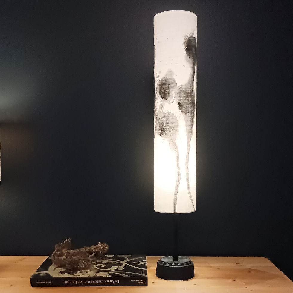 Lampe à poser abat-jour peint à la main