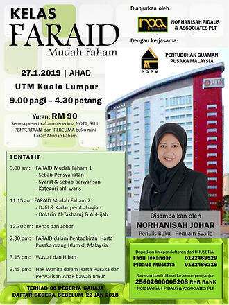 poster KELAS faraid 2019 UTM PGPM NO LIN