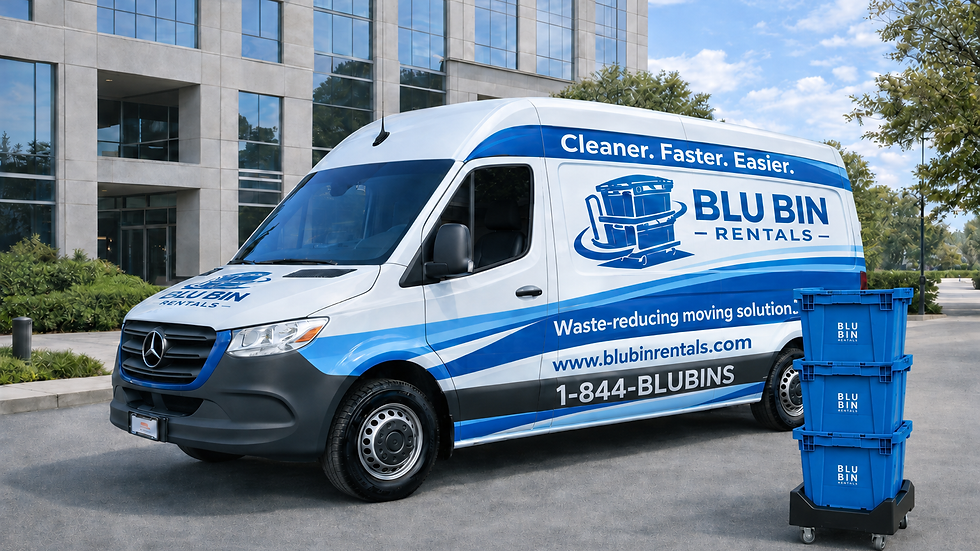 BLU BIN Rentals van delivering reusable moving bins