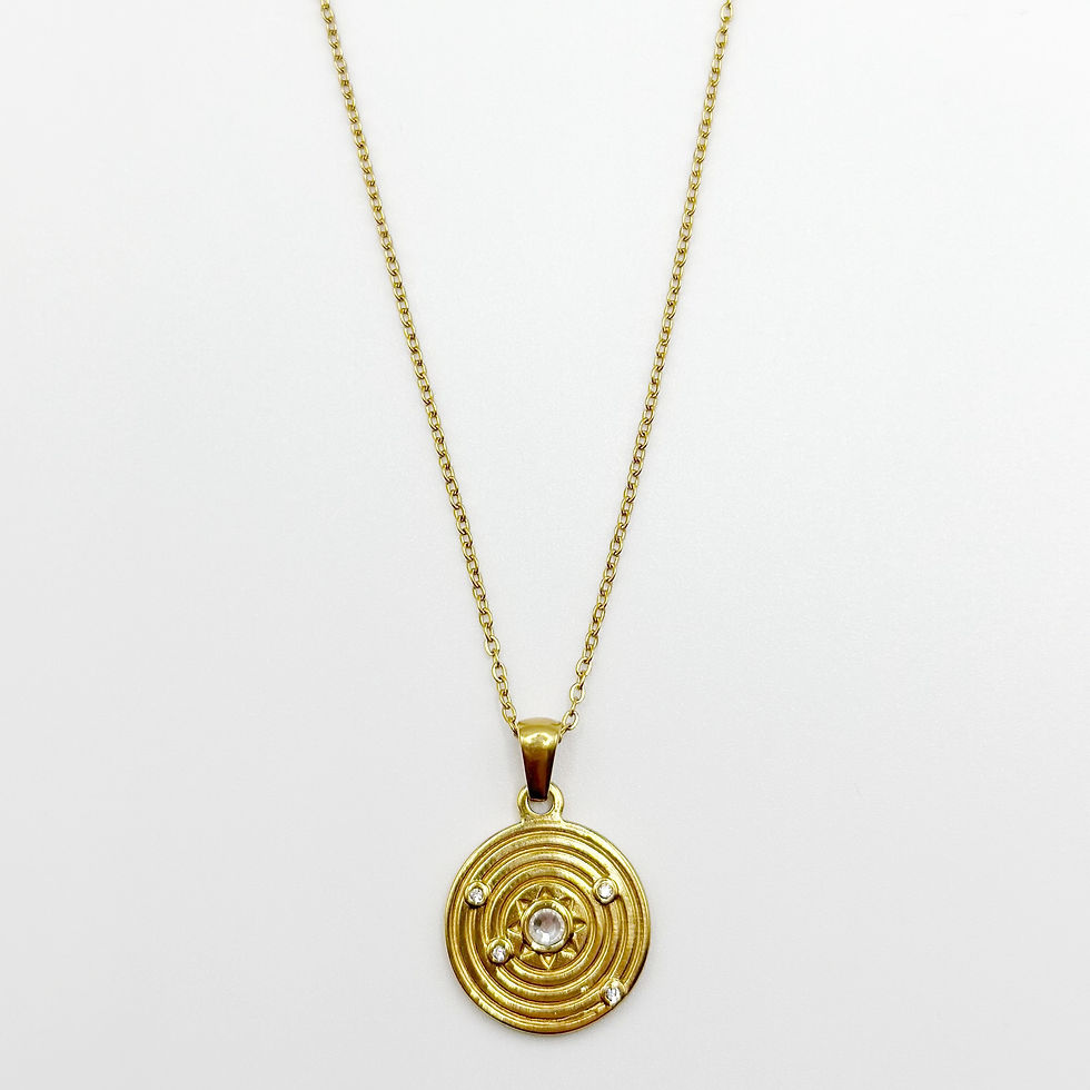 Gold Aurora Borealis Solid Coin Pendant Necklace