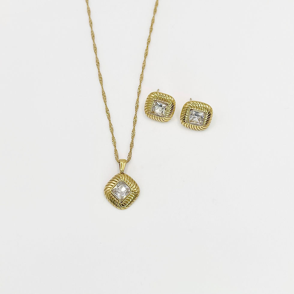 Thumbnail: Diamond Frame Textured Gold Solid Twist Stud Earring