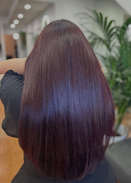 Miramide hair treatment on long brown shiny hair