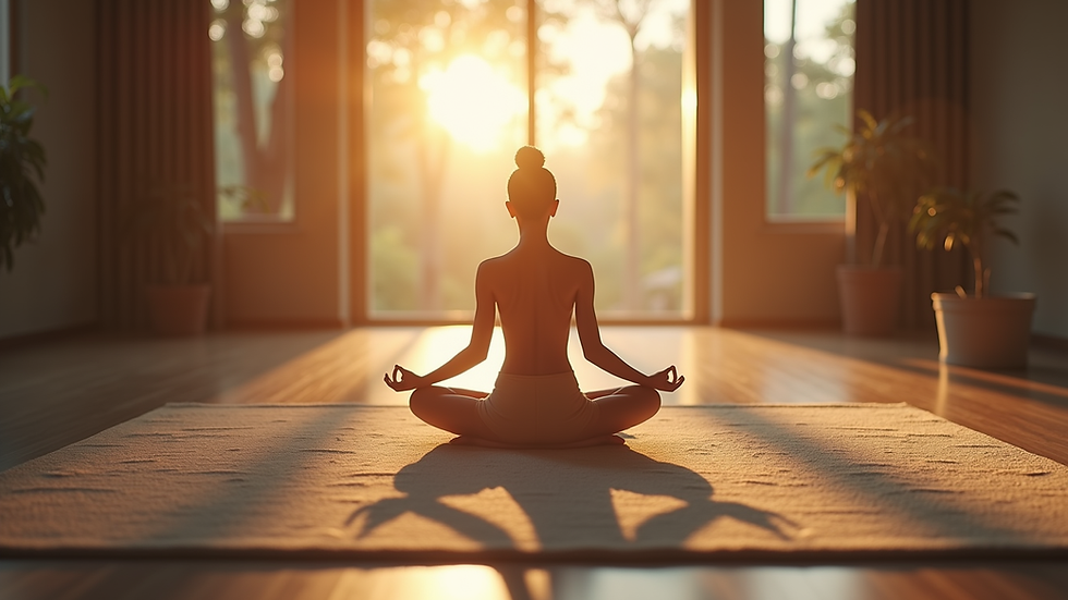 Close-up view of a serene meditation space with soft lighting
