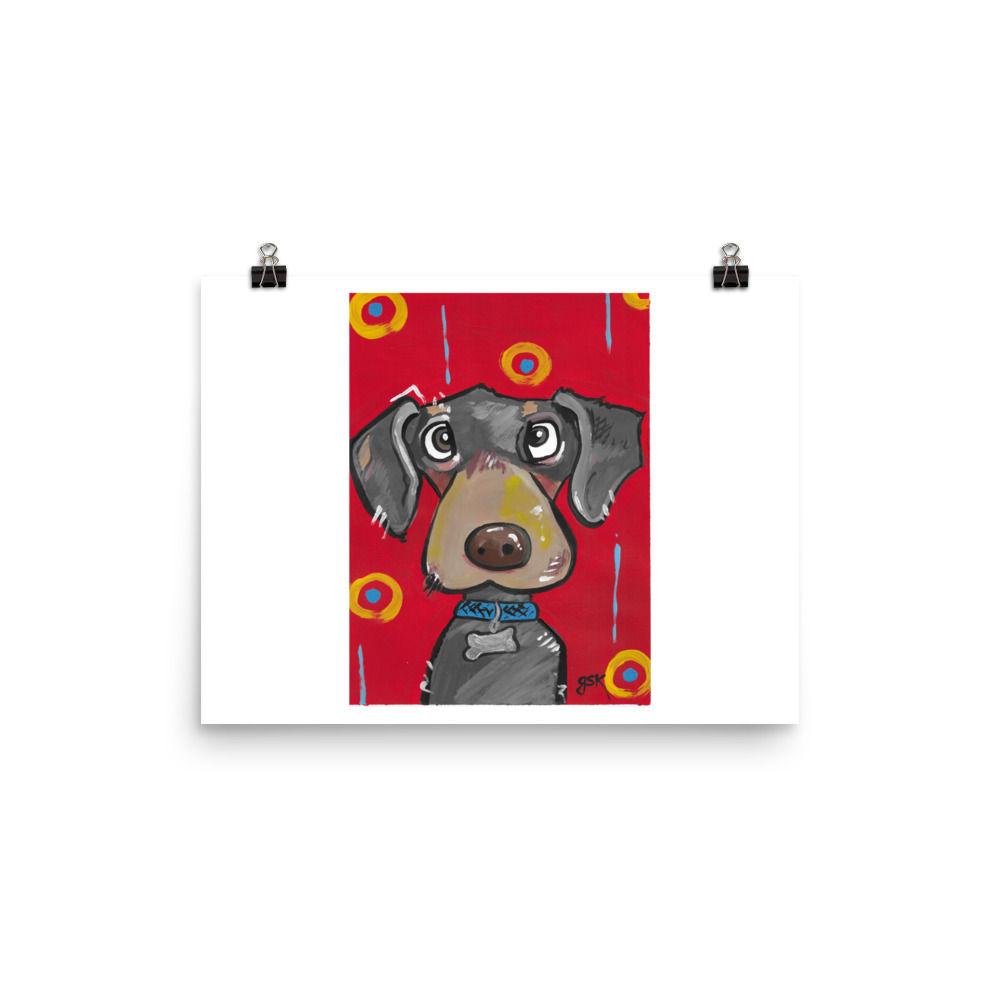 Dachshund DogToon Art Print – Cartoon Dog Wall Art for Kids Room