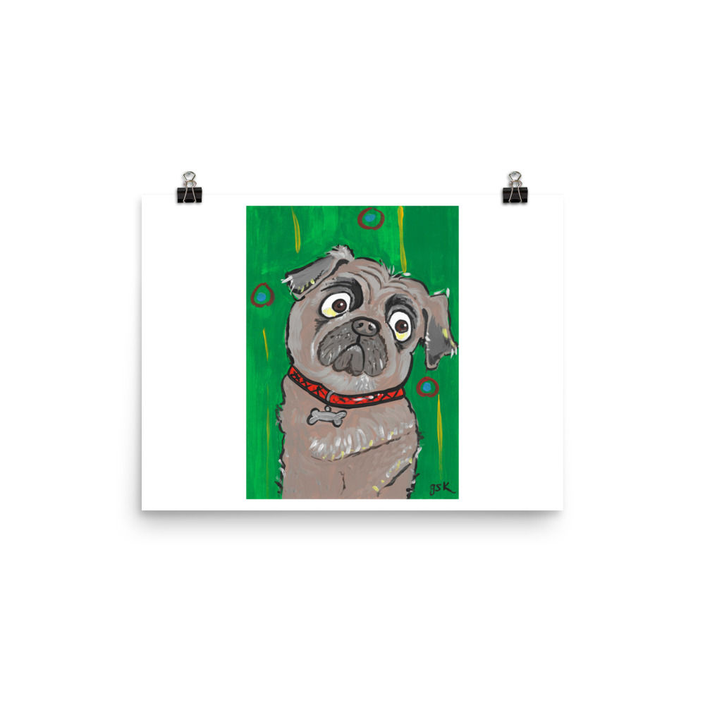 Pug DogToon Art Print – Cartoon Dog Wall Art for Kids Room