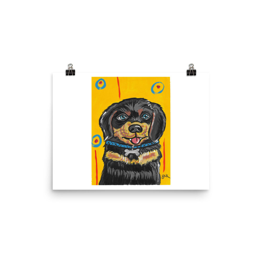 Rottweiler DogToon Art Print – Cartoon Dog Wall Art for Kids Room