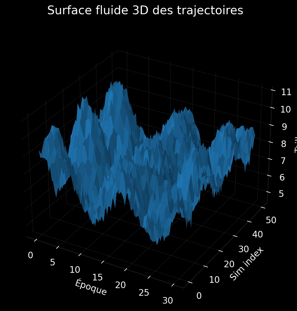 Figure 1 Rumba Lecture avec surface 3D du rythme de lecture et de la fenêtre de confort