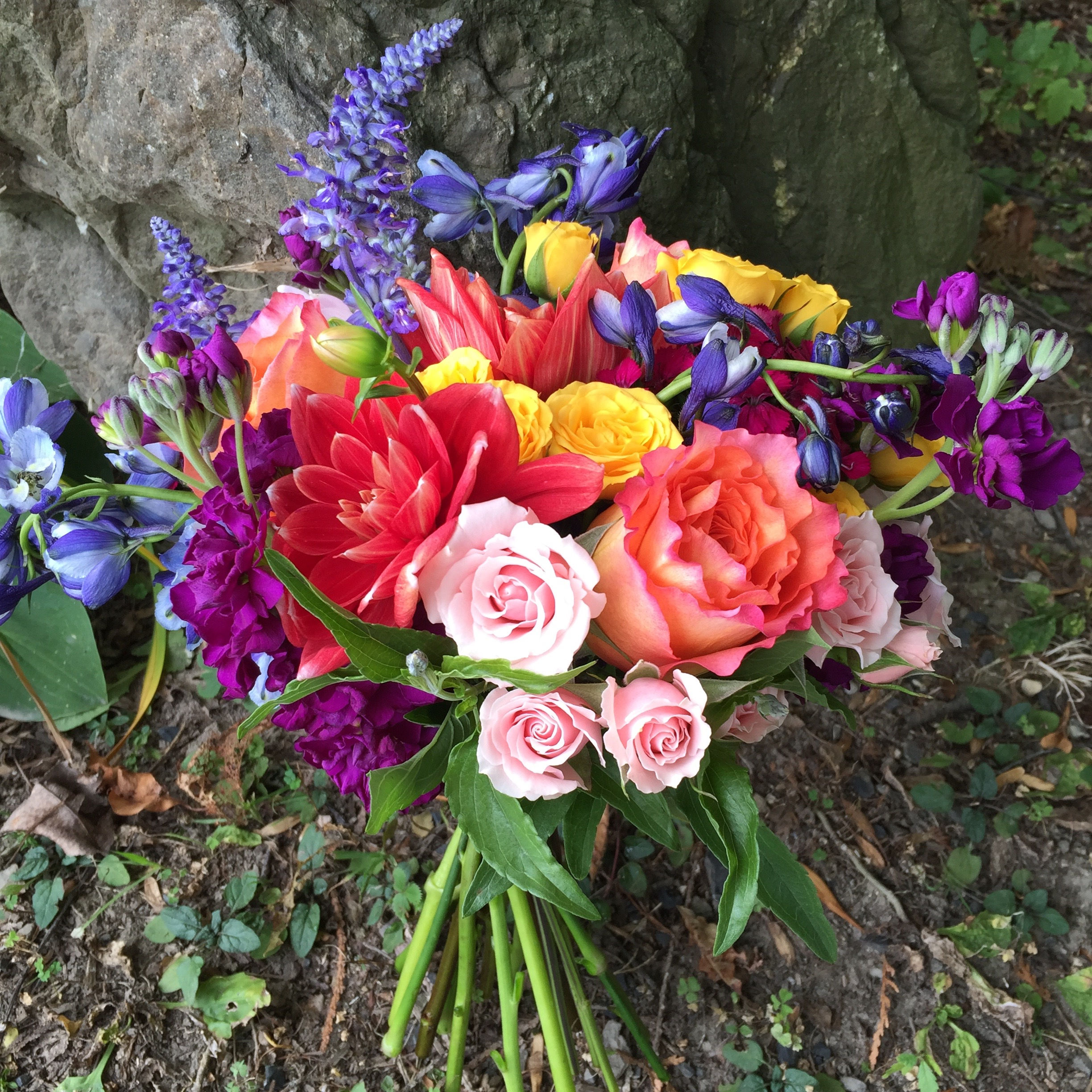 Florists choice bright seasonal bouquet packed with fresh florals