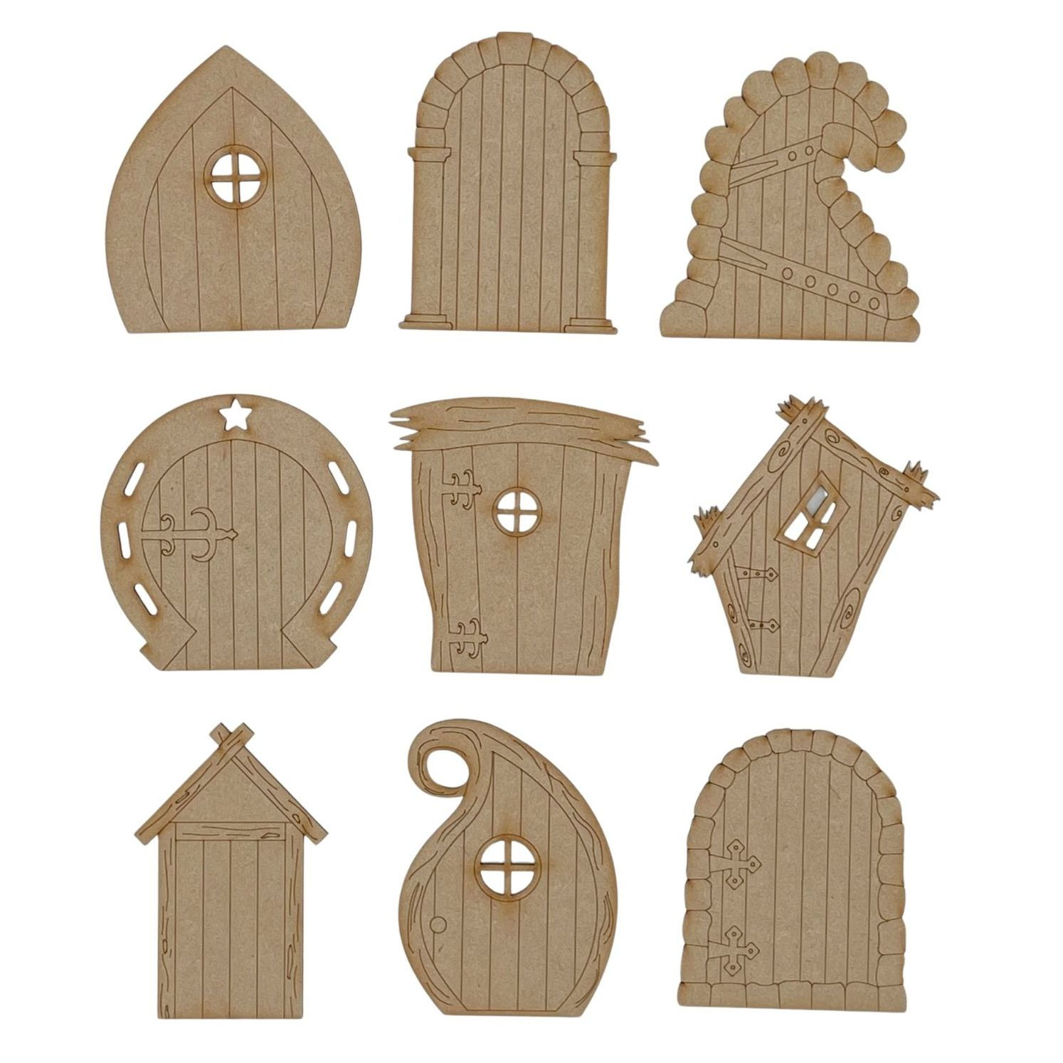 9 Pack MDF Fairy Doors Assorted Vol.2