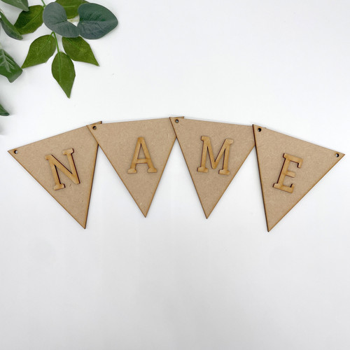 MDF Triangle Bunting Pieces with Letters | woodenshapecompany
