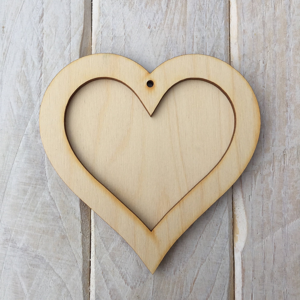 Plywood HEART Shape Plaque Frame Blank Craft Shape