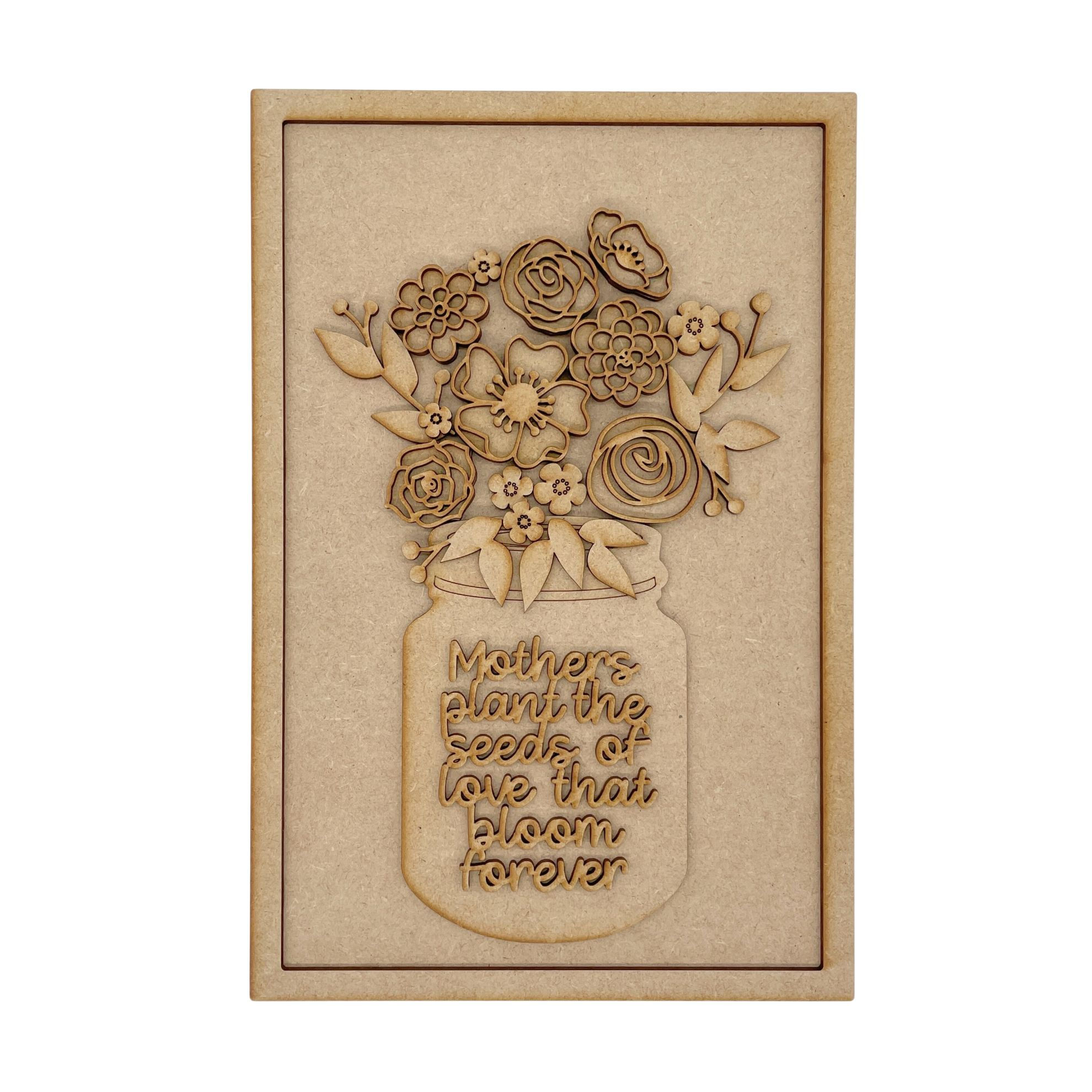 Mason Jar Flowers Mothers Plant Sign