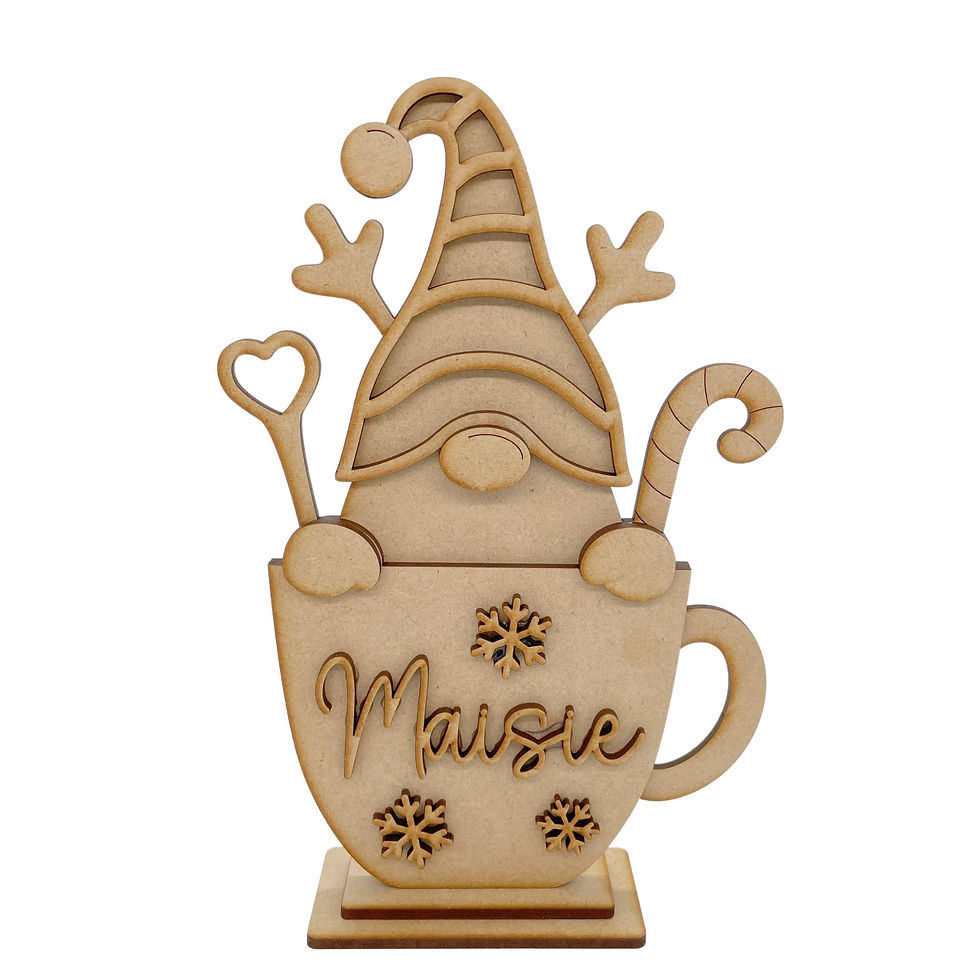 MDF Layered Christmas Gnome in Mug Personalised