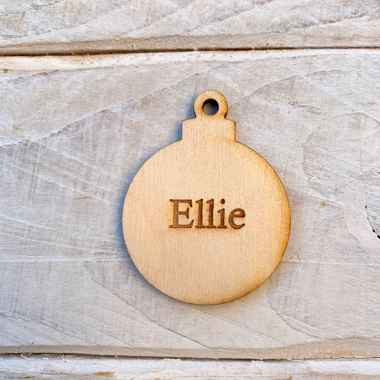 5cm Engraved Plywood Bauble with Hole