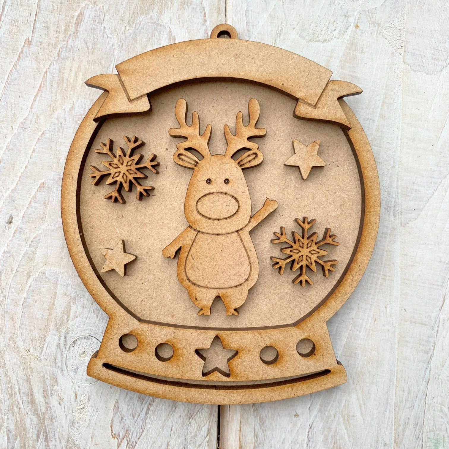 Layered Snow Globe Bauble Reindeer