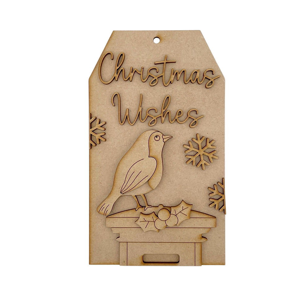 MDF Christmas Robin Theme Tag Christmas Wishes