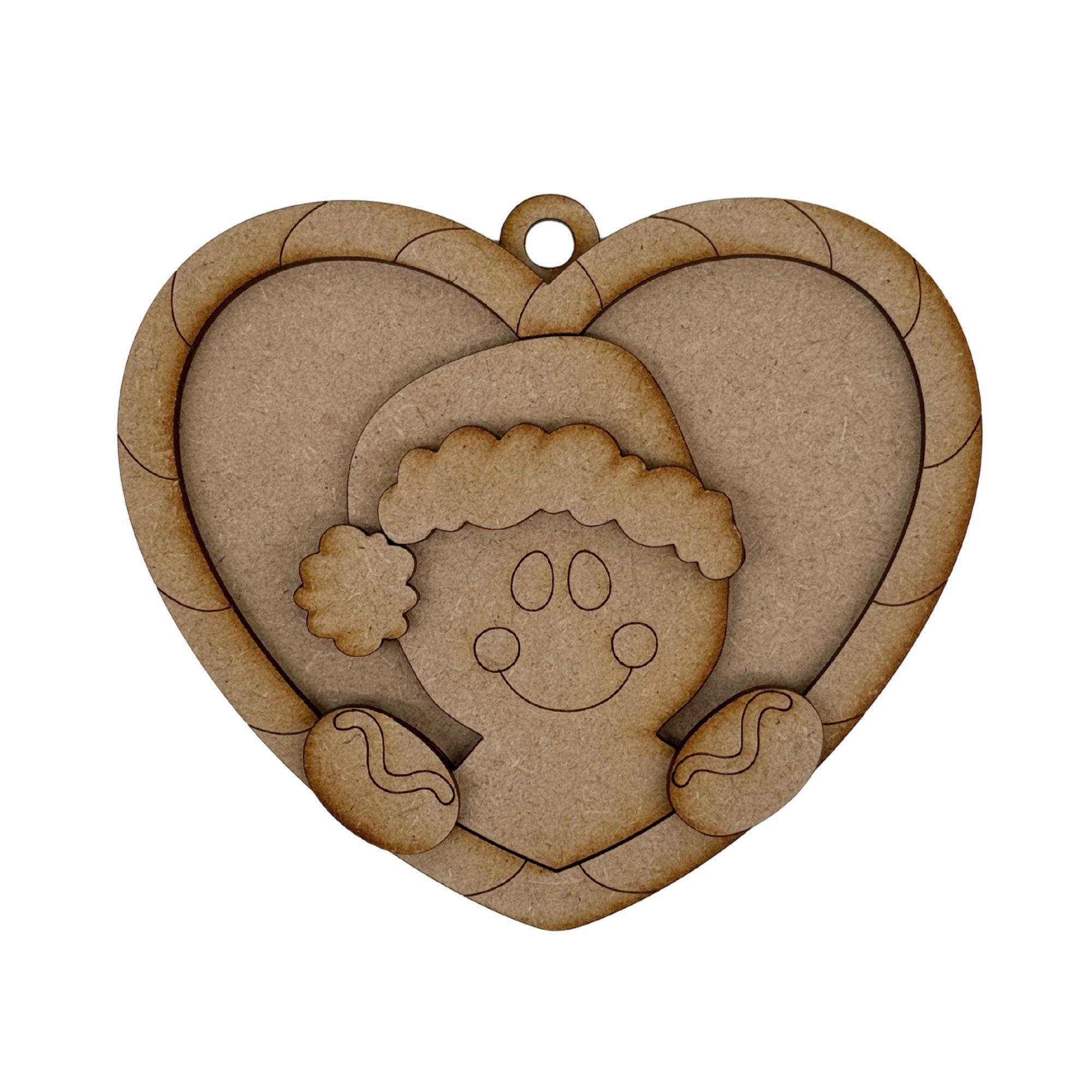 Clearance Layeryed Candy Cane Heart Cut Character Bauble