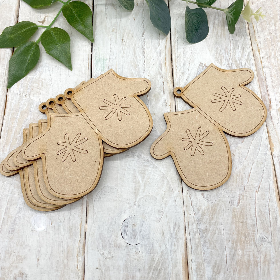 MDF Christmas Decoration with Hole 10cm 5 Pack Mittens