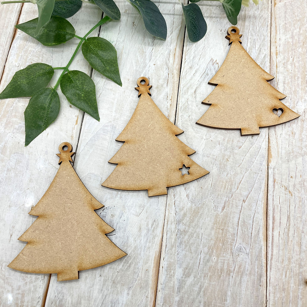 MDF Christmas Decoration with Hole 10cm 5 Pack Tree 3