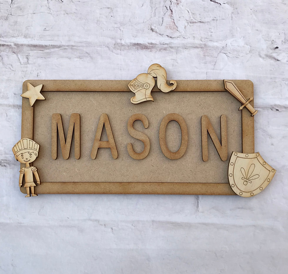 Knight Theme Room Sign Small (up to 6 letters)