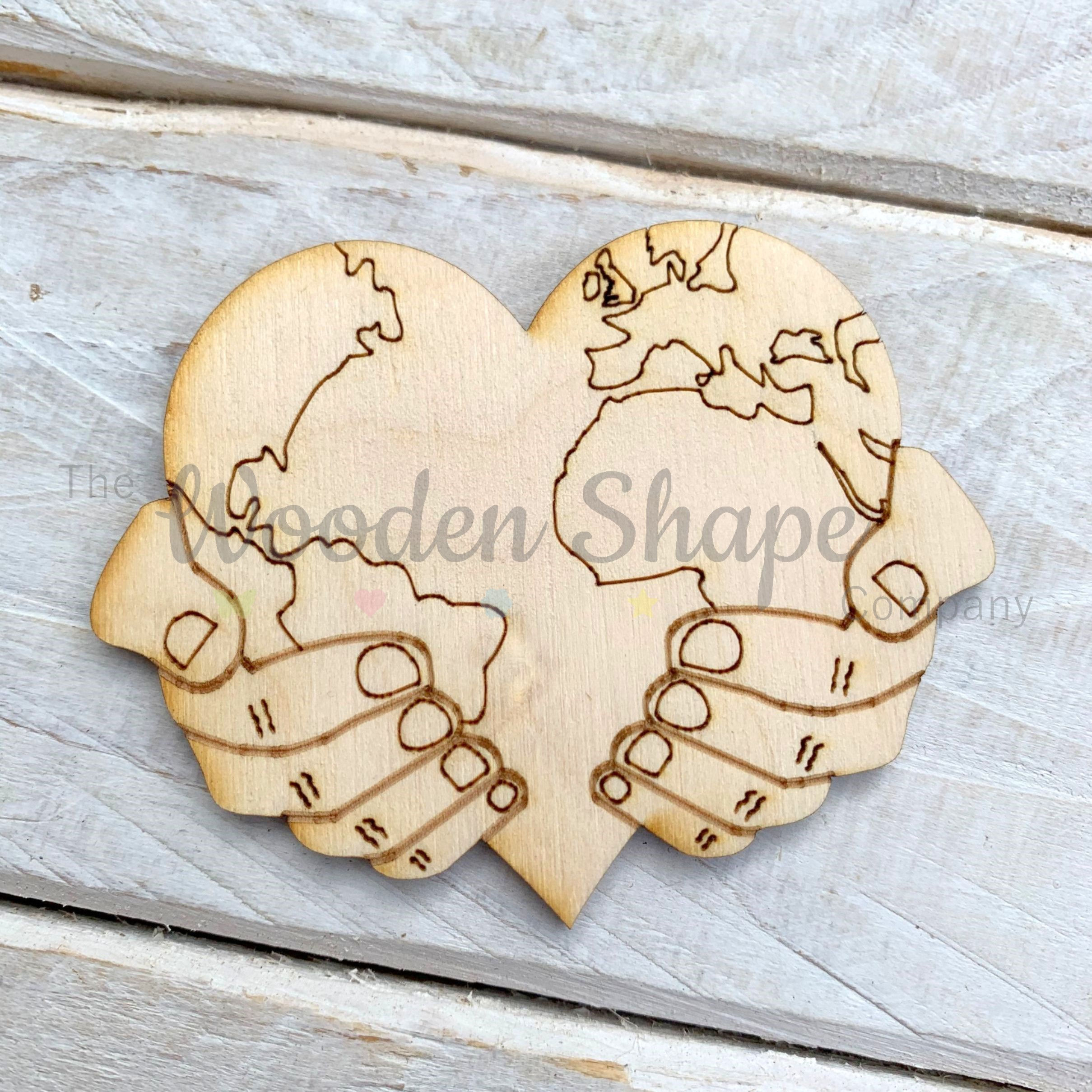 Plywood World Heart in Hands Shape 10 Pack
