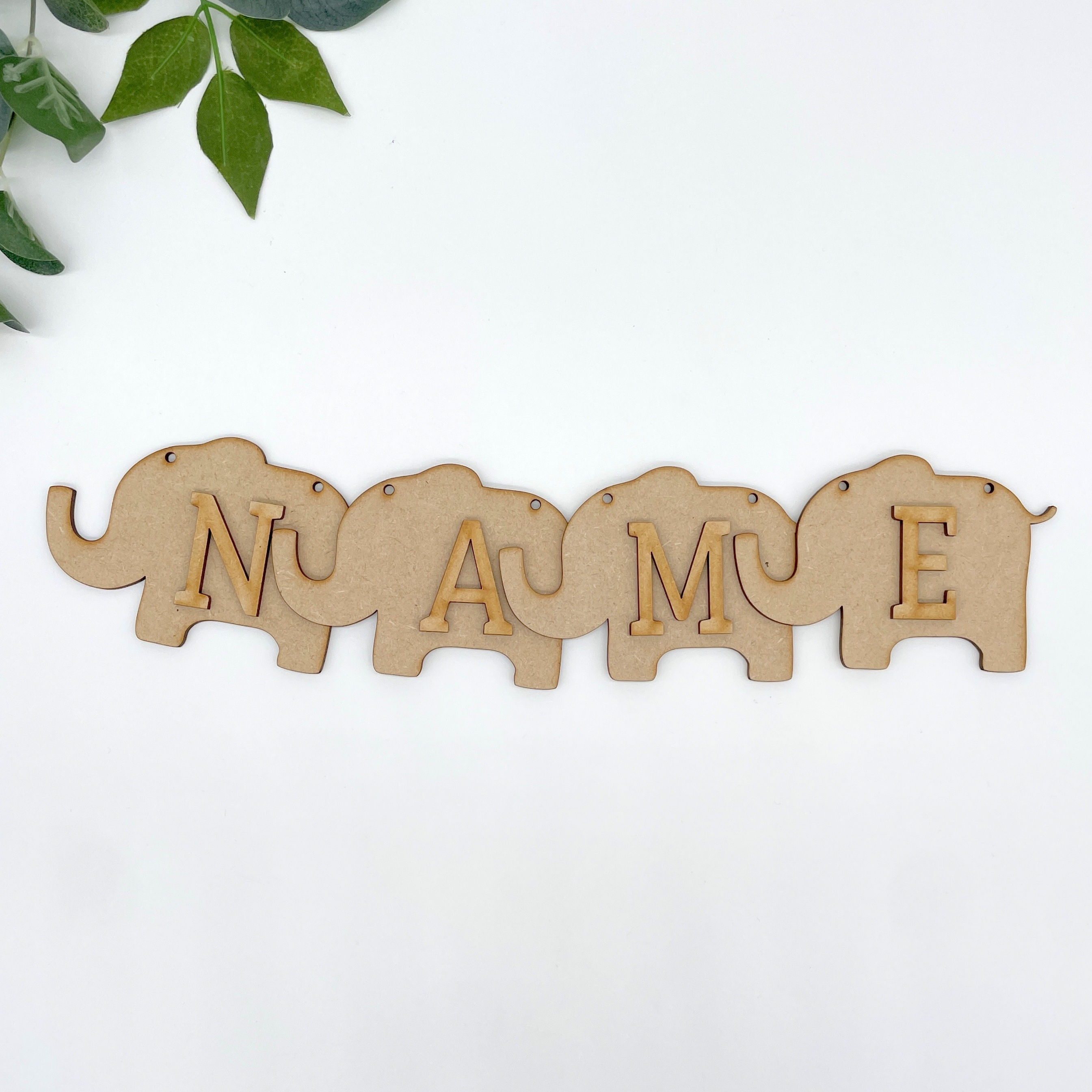 MDF Elephant Bunting Pieces with Letters