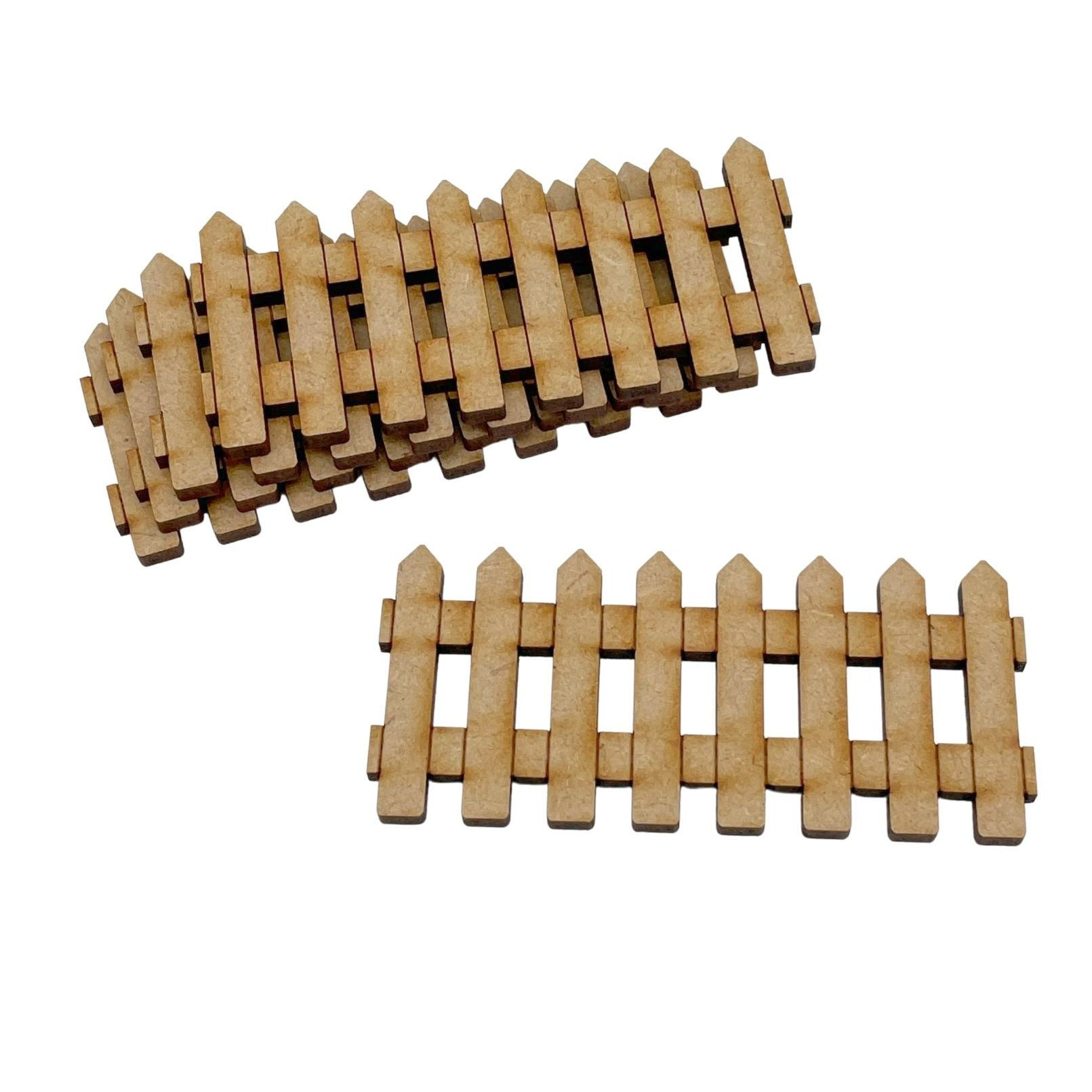 5 Pack MDF Wooden Fairy Picket Fence