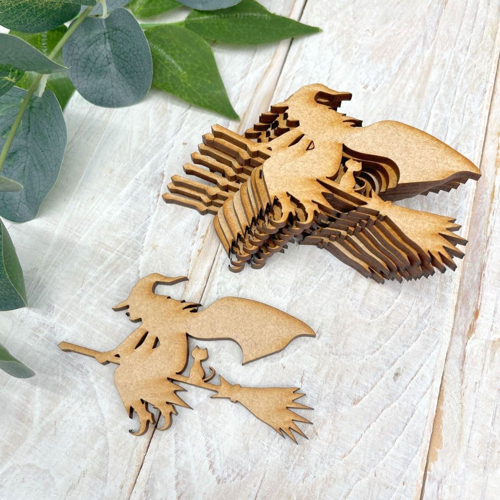 MDF Witch on Broom 10 Pack